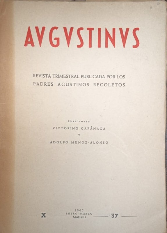 Augustinus: Revista trimestral publicada por los padres augustinos recoletos