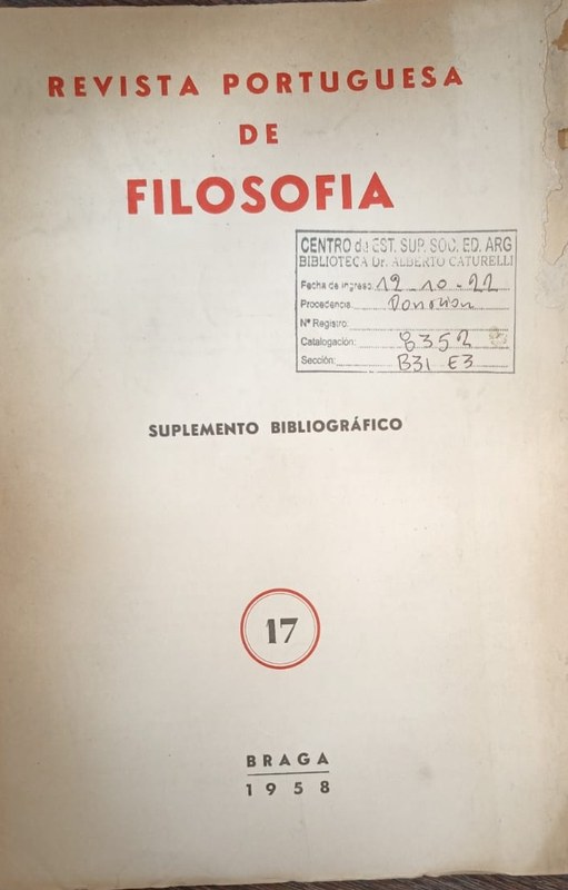Revista portuguesa de Filosofía: Suplemento Bibliográfico