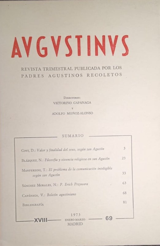 Augustinus: Revista Trimestral Publicada por los Padres Agustinos Recoletos