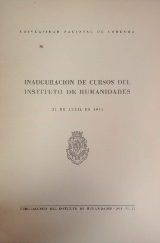 Introducción de cursos del Instituto de Humanidades: 21 de abril de 1941