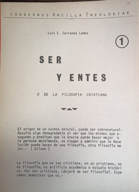 Ser y Entes: O de la Filosofía Cristiana