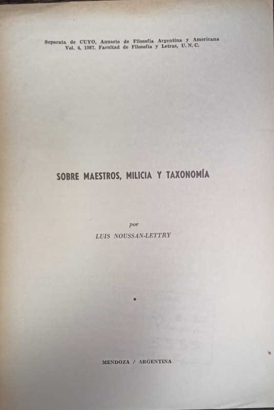 Sobre maestros, milicia y taxonomía