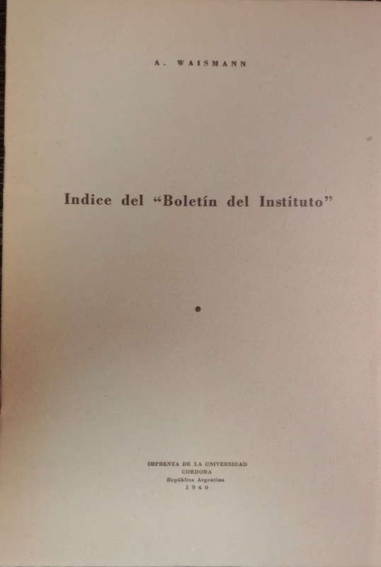 Indice del "Boletín del Instituto"