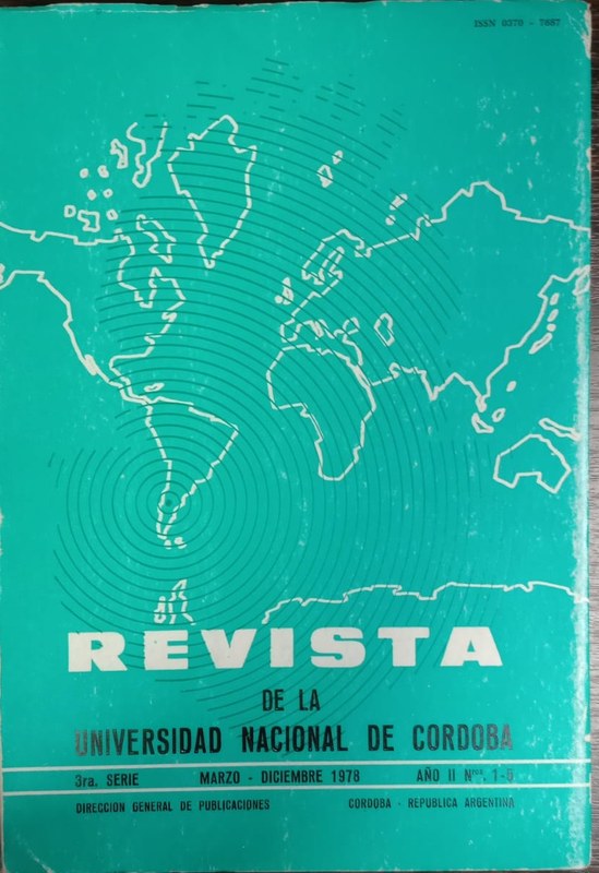 Revista de la Universidad Nacional de Córdoba: ·3ra Serie Marzo-Diciembre 1978 Año II nros 1-5