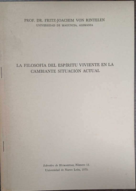 La filosofía del espíritu viviente en la cambiante situación actual