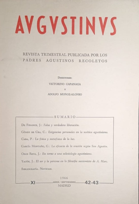 Augustinus: Revista trimestral publicada por los padres Agustinos Recoletos