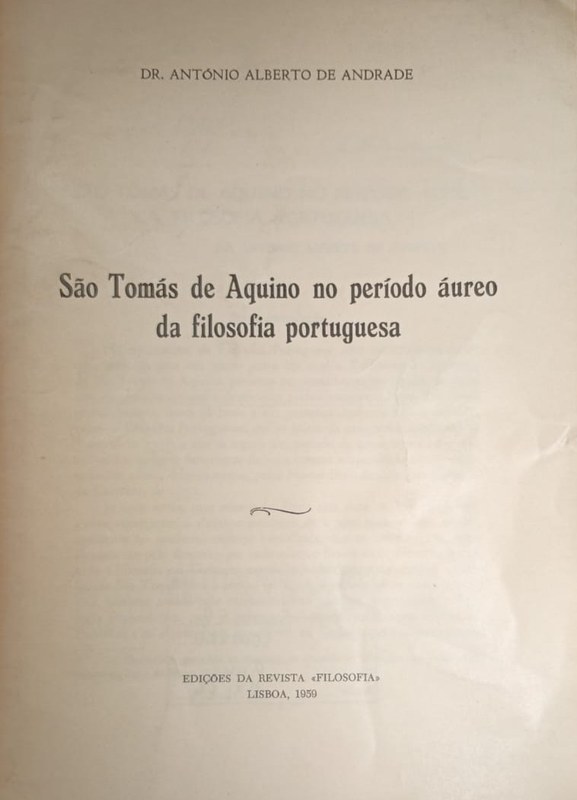 Sâo Tomás de Aquino no período áureo da filosofia portuguesa