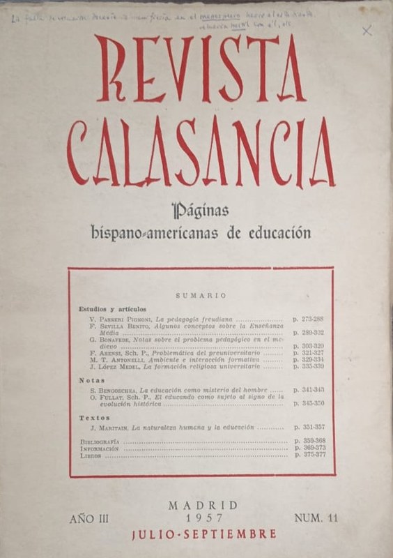 Revista Calasancia: Páginas hispanoamericanas de Educación