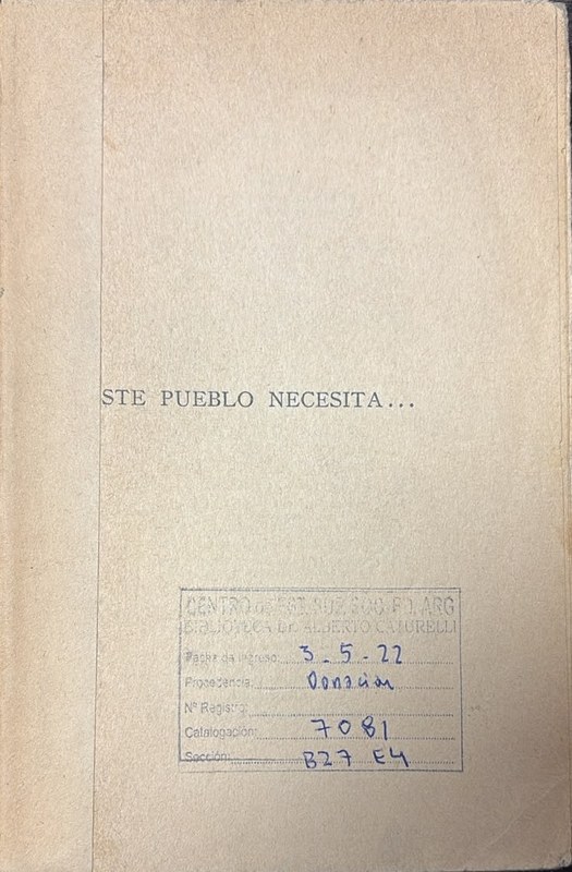 Este Pueblo Necesita...