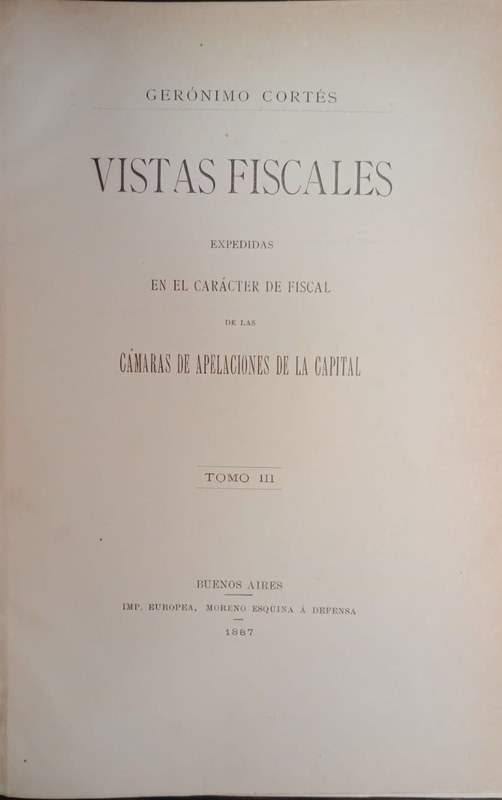 Vistas fiscales: Expedidas en el carácter de fiscal de las cámaras de apelaciones de la capital