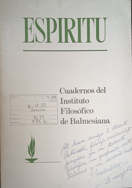 Cuarenta años del "Instituto Filosófico de Balmesiana": Revista Espíritu