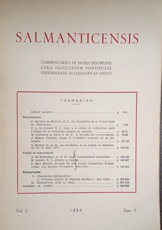 Salmanticensis: Commentarius de Sacris Disciplinis cura Facultatum Pontificiae Universitatis Ecclesiasticae Editus