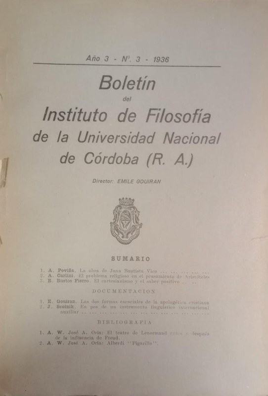 Boletín del Instituto de Filosofía de la Universidad Nacional de Córdoba: Año 3 nro 3