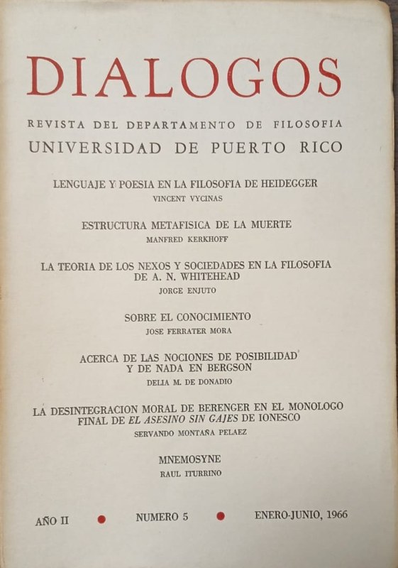Diálogos: Revista del Departamento de Filosofía; Universidad de Puerto Rico