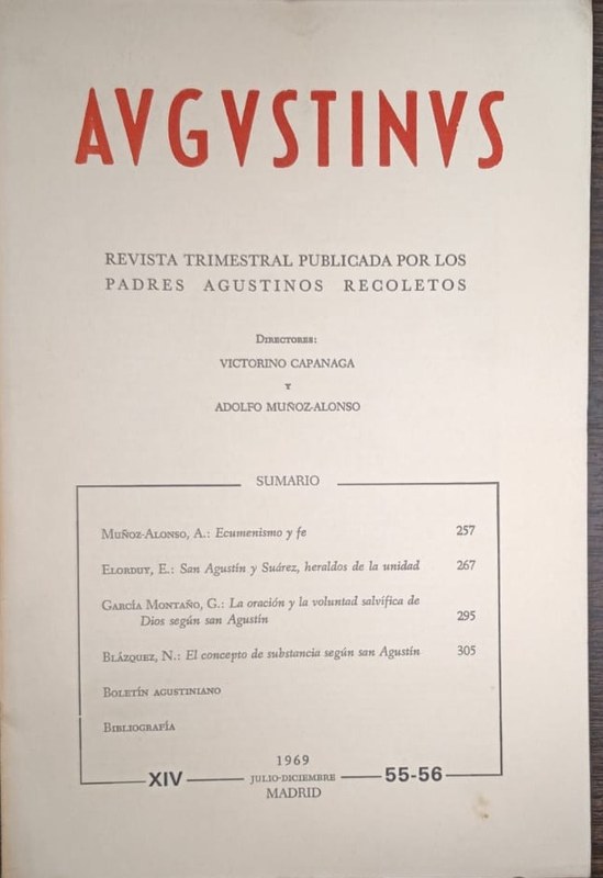 Augustinus: Revista trimestral publicada por los padres Agustinos Recoletos