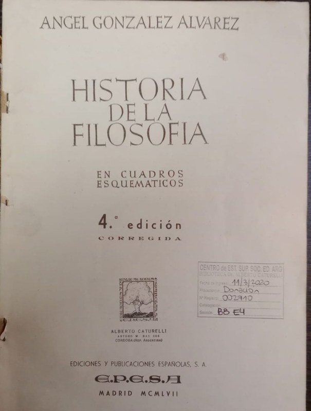 Historia de la filosofía: En cuadros esquematicos