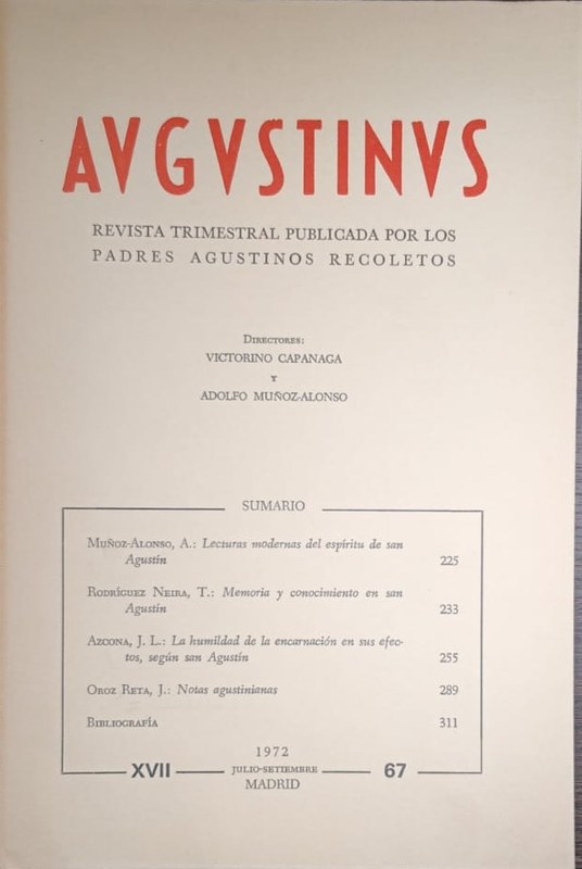 Augustinus: Revista Trimestral Publicada por los Padres Agustinos Recoletos