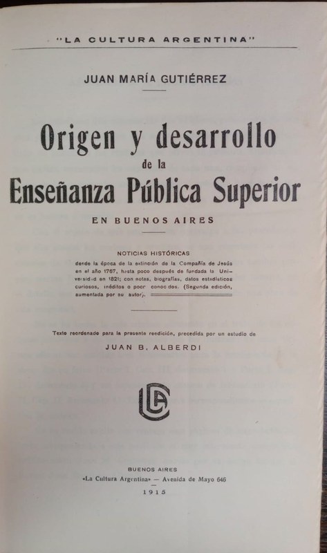 Origen y desarrollo de la Enseñanza Pública Superior en Buenos Aires