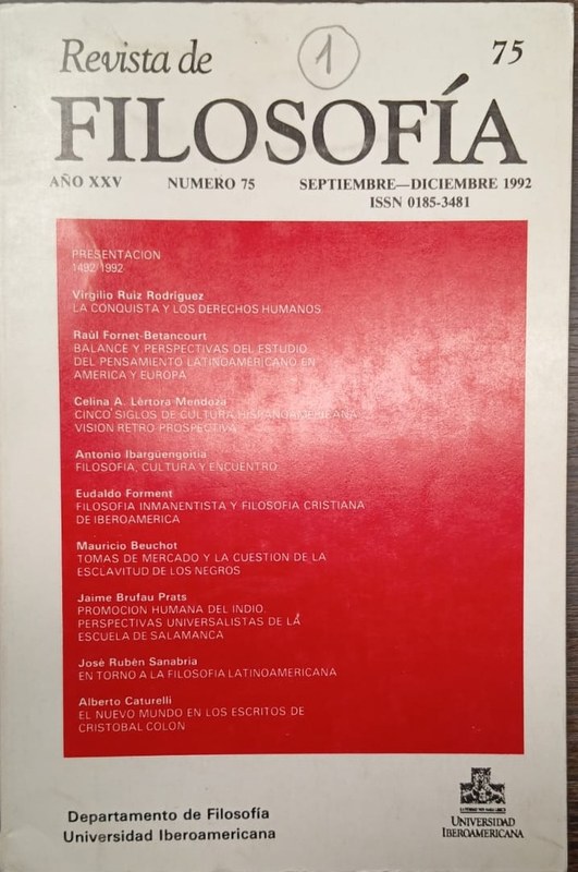 Revista de Filosofia: 1492-1992