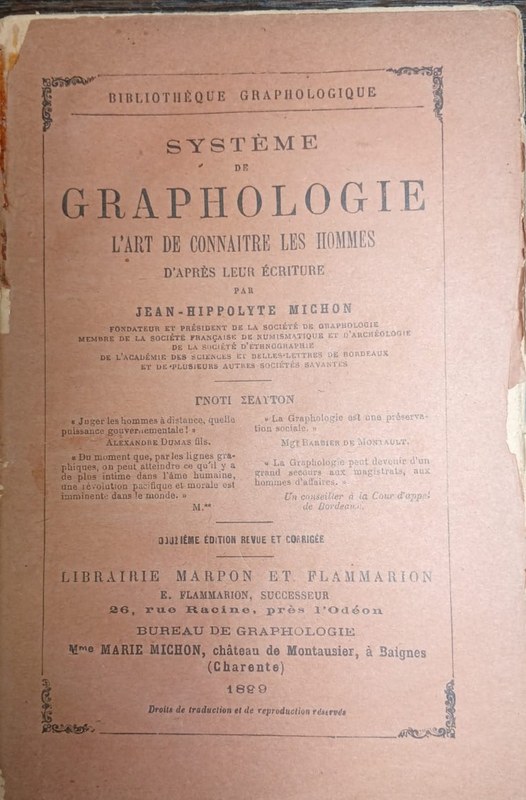 Systéme de Graphologie: L´art de connaitre les hommes d´aprés leur écriture