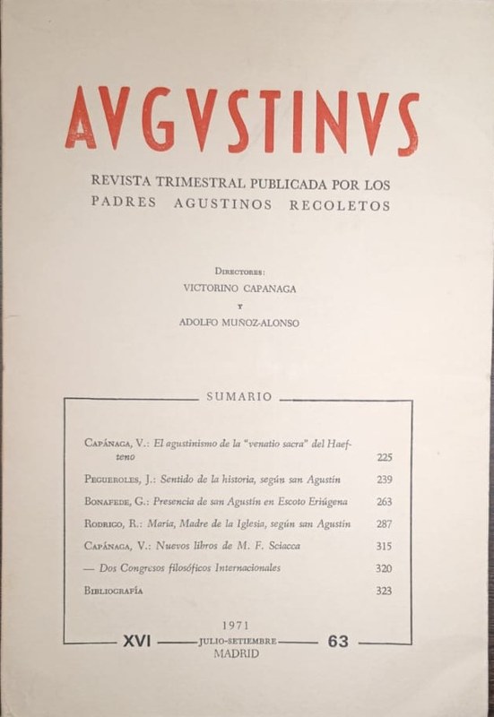 Augustinus: Revista trimestral publicada por los padres Agustinos Recoletos