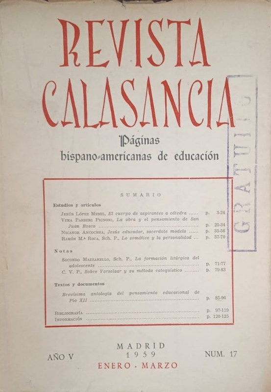 Revista Calasancia: Páginas hispanoamericanas de Educación