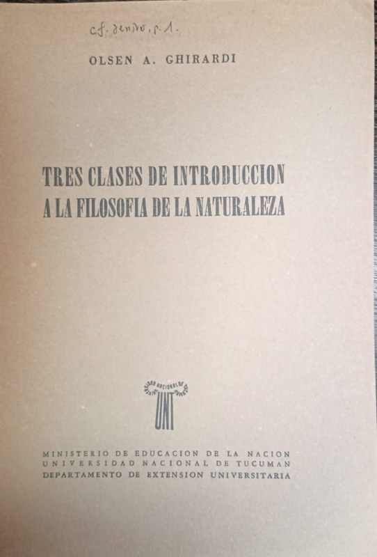 Tres clases de introducción a la Filosofia de la Naturaleza