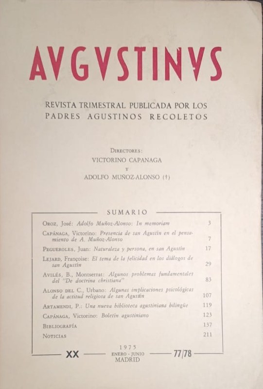 Augustinus: Revista Trimestral Publicada por los Padres Agustinos Recoletos