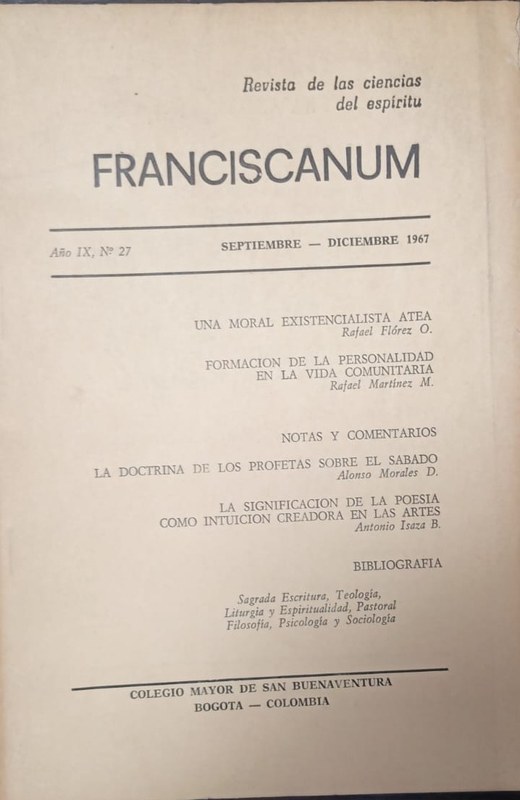 FRANCISCANUM: Revista de las Ciencias del Espíritu