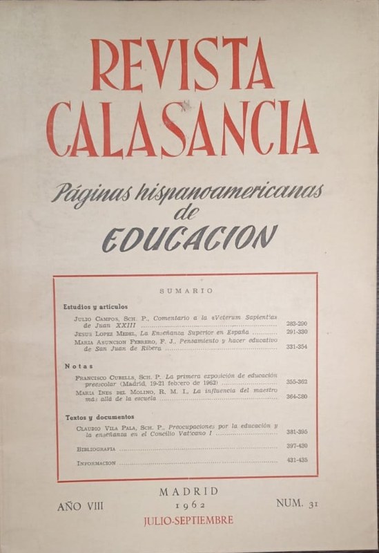 Revista Calasancia: Páginas hispanoamericanas de Educación