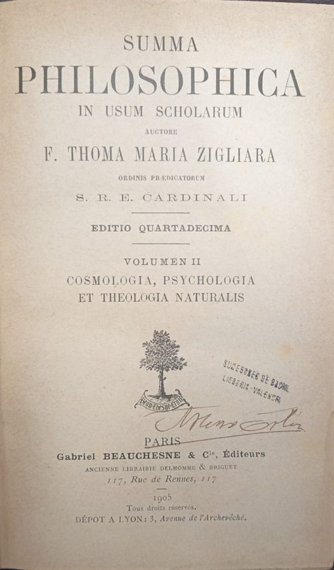 Summa philosophica in usum scholarum: Volumen II Cosmologia, Psycologia et Theologia naturalis
