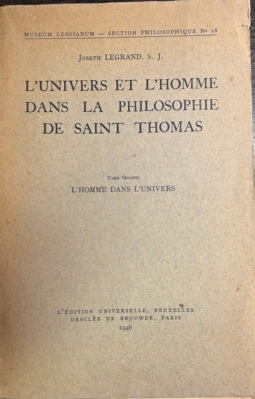 L´Univers et l´homme dans la philosophie de Saint Thomas: Tomo II L´homme dans l únivers