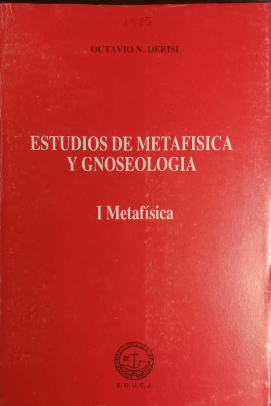 Estudios de Metafísica y Gnoseología: I Metafísica
