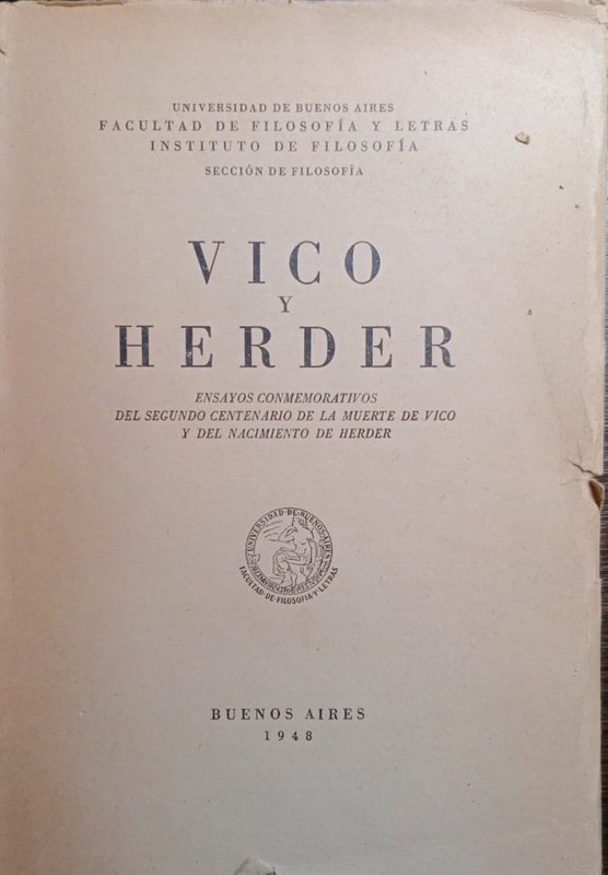 Vico y Herder: -Ensayos conmemorativos del segundo centenario de la muerte de Vico y del nacimiento de Herder-