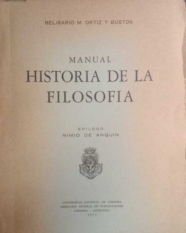 Manual Historia de la Filosofía: Epilogo Nimio de Anquín
