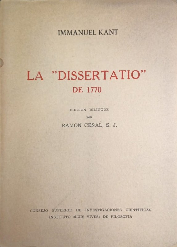 La "Dissertatio" de 1770