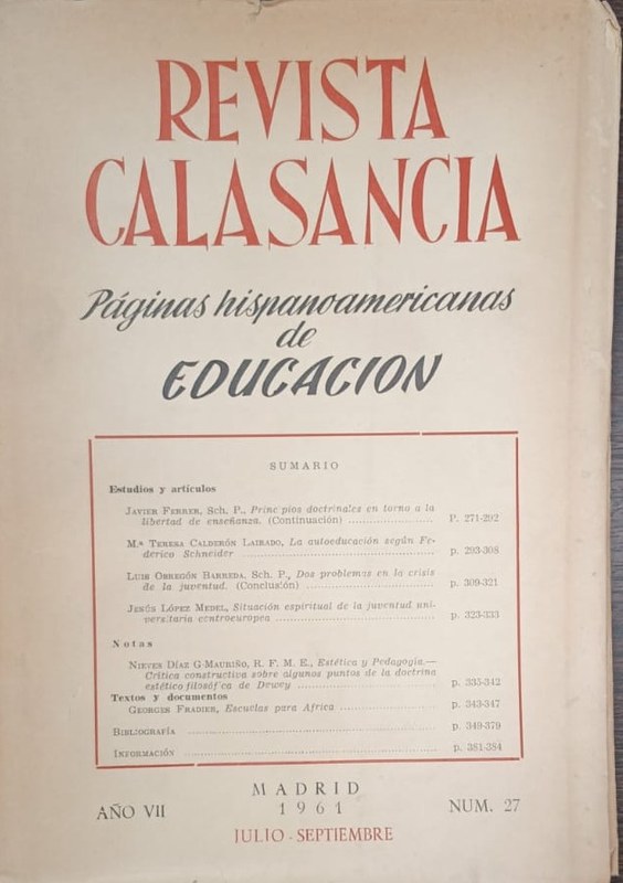 Revista Calasancia: Páginas hispanoamericanas de Educación