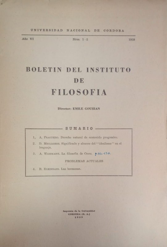 Boletín del Instituto de Filosofía: Año VI, Nro 1-2