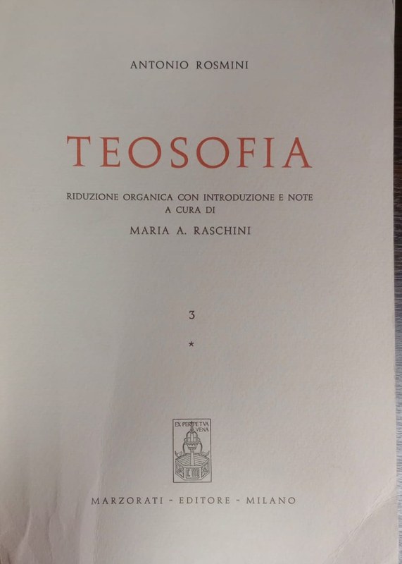 Teosofía: Riduzione organica con introduzione e note a cura di Maria A. Raschini