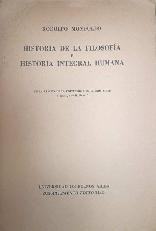 Historia de la Filosofía e Historia Integral Humana