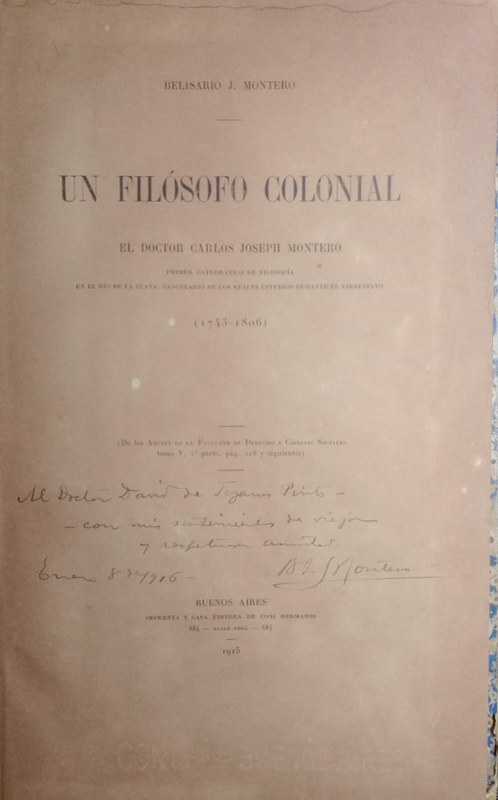 Un filósofo colonial: El doctor Carlos Joseph Montero