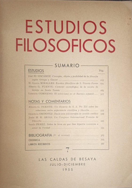 Estudios Filosóficos: Nro 7 Volumen IV Julio-Diciembre 1955