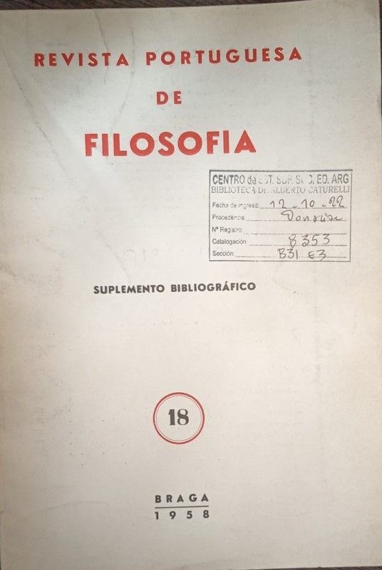 Revista Portuguesa de Filosofía: Suplemeto Bibliográfico