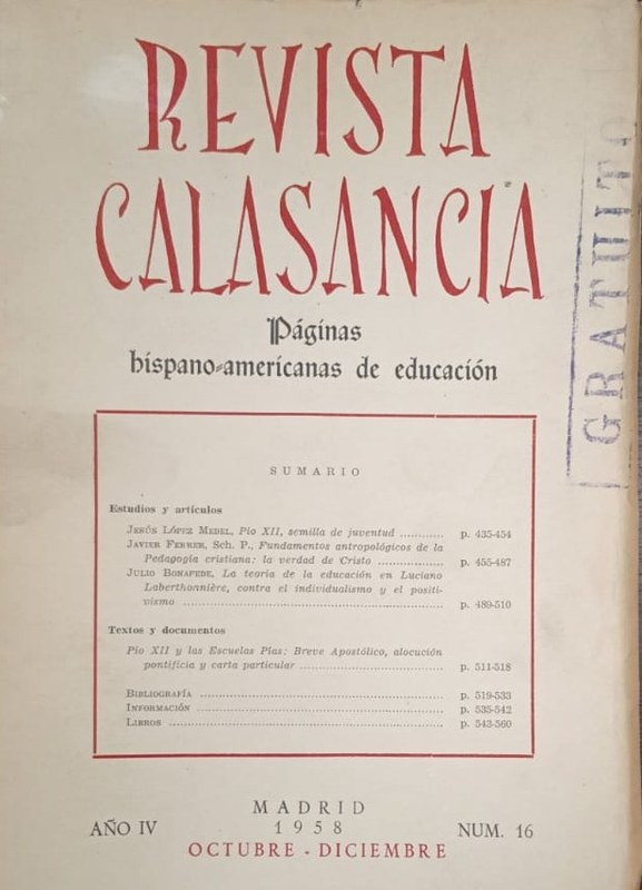 Revista Calasancia: Páginas hispanoamericanas de educación