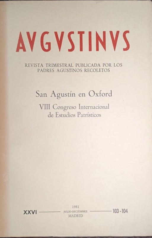 Augustinus: Revista Trimestral Publicada por los Padres Agustinos Recoletos