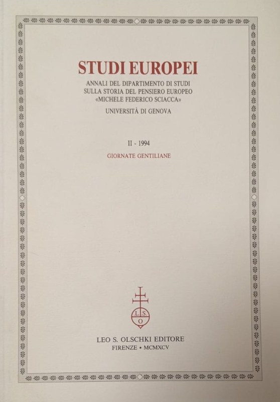 Studi Europei: Annali del Dipartimento di Studi sulla storia del pensiero europeo "MIchele Federico Sciacca"