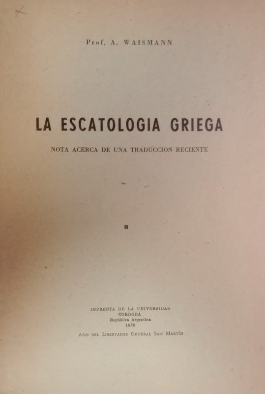 La escatología griega: Nota acerca de una traducción reciente
