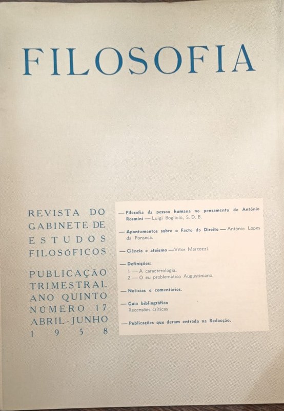 Filosofia: Revista do gabinete de estudos filosóficos
