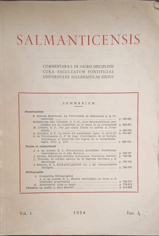 Salmanticensis: Commentarius de Sacris Disciplinis cura Facultatum Pontificiae Universitatis Ecclesiasticae Editus