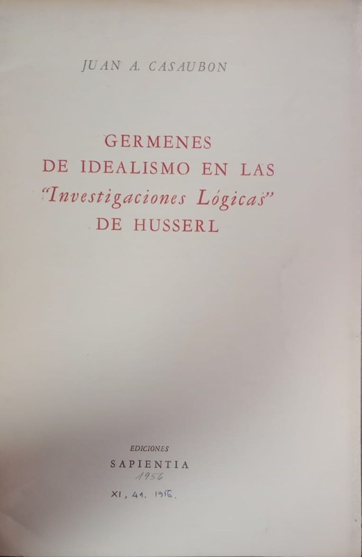 Germenes de idealismo en las "Investigaciones Lógicas" de Husserl